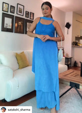 Ocean Water Strappy Ombré Chikankari Kurta Set (Set of 3)